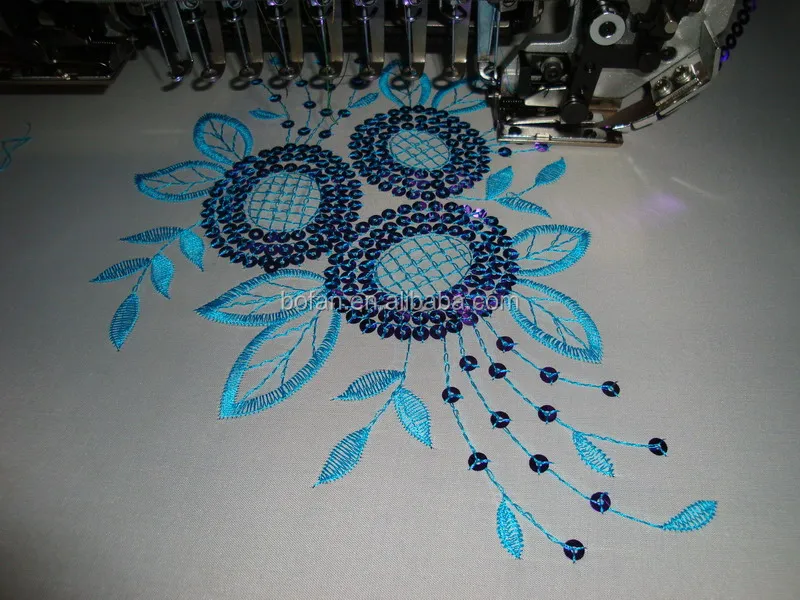 multi head sequin embroidery machine for sequin applique design on shoes
