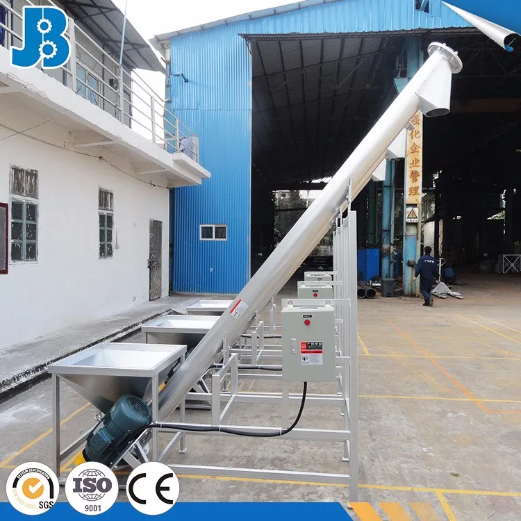 
industrial conveyors carbon steel inclined screw conveyor with feeding hopper for grain and powder 