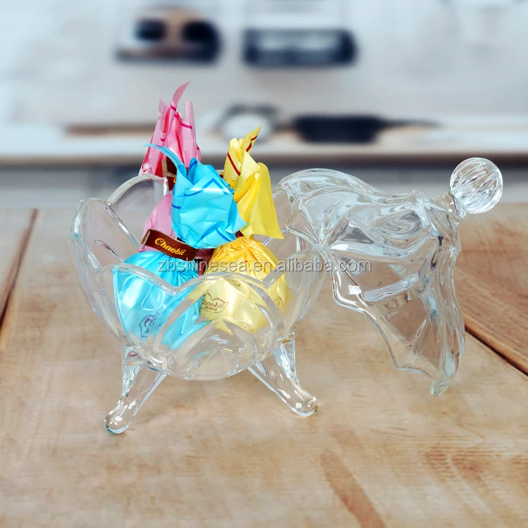 
decorative glass candy jar with glass lid table decanter 