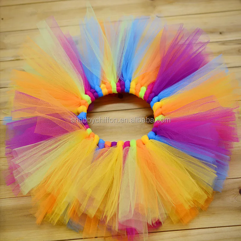
Fashion hula skirt, rainbow tutu set, short fluffy ruffle dress, Kids Dance Wear Ballet Pettiskirt 