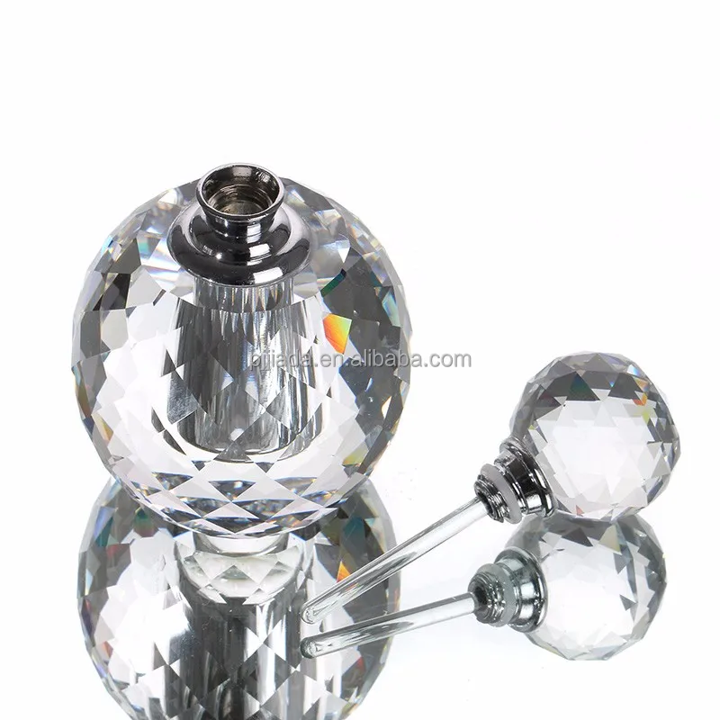 6ml Clear Prism Round Luxury Refillable Women Parfum Vintage Empty K9 Crystal Cut Glass perfume Bottle