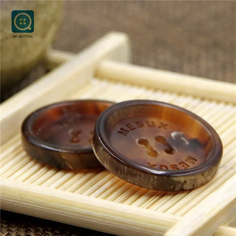 SK 40L 4 Holes Classic Design Real Buffalo Bull Horn Bone Button