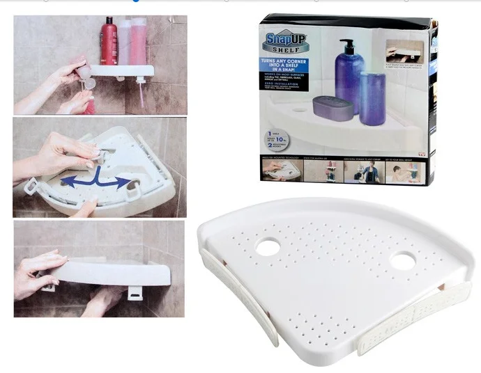 
Plastic Hanging Snap Up Shelf Bathroom Shower Rack Corner Shelf Wall Mounted Bathroom Corner Shelf With Adjustable Hooks 