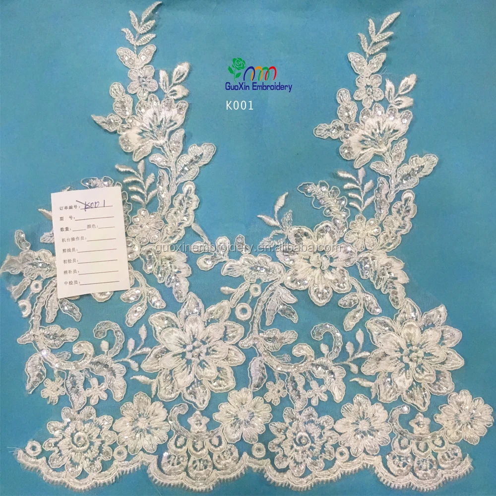 2018 new design bridal embroidery lace trim/pearls beaded lace trim trimming