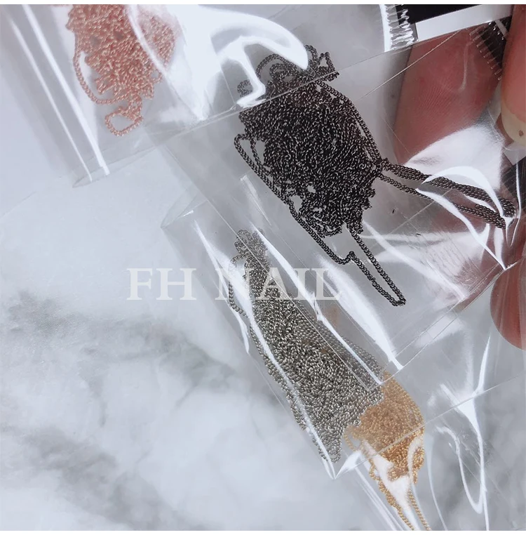3D nail art plain chain very thin nail art chain 0.5mm 4colors