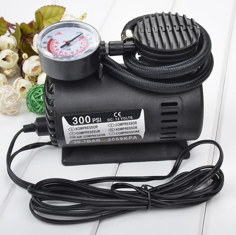 0.38m Rubber 300PSI 10A portable car 12V air compressor