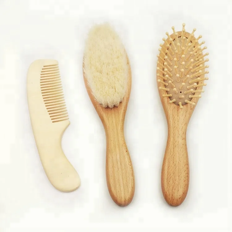 ECO friendly wooden baby hair brush set baby brush set