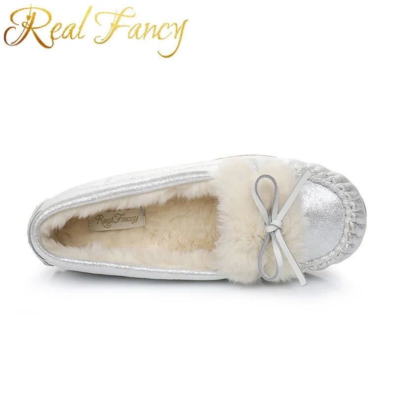 Fashion Faux Suede Upper Faux Fur Lining Casual Loafers Women Moccasins