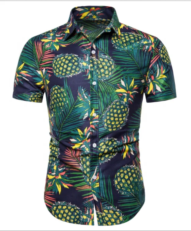 Wholesale Hawaiian High Quality Summer Beach Wear Short Sleeve Men Flower Shirt Men
