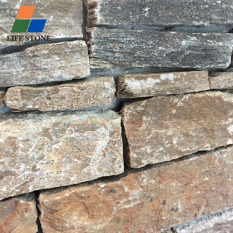 Yellow Natural Culture Stone Decorative Panel Nature marble stacked stone