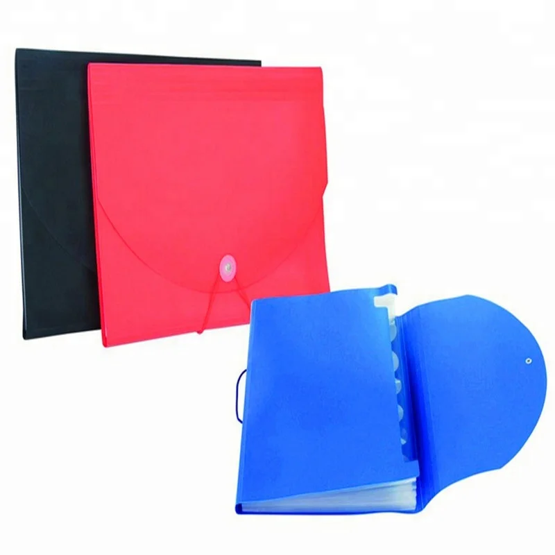 
Cheque Size PP Poly Expanding 6 Pockets Office Plastic Folder With Elastic Closure 