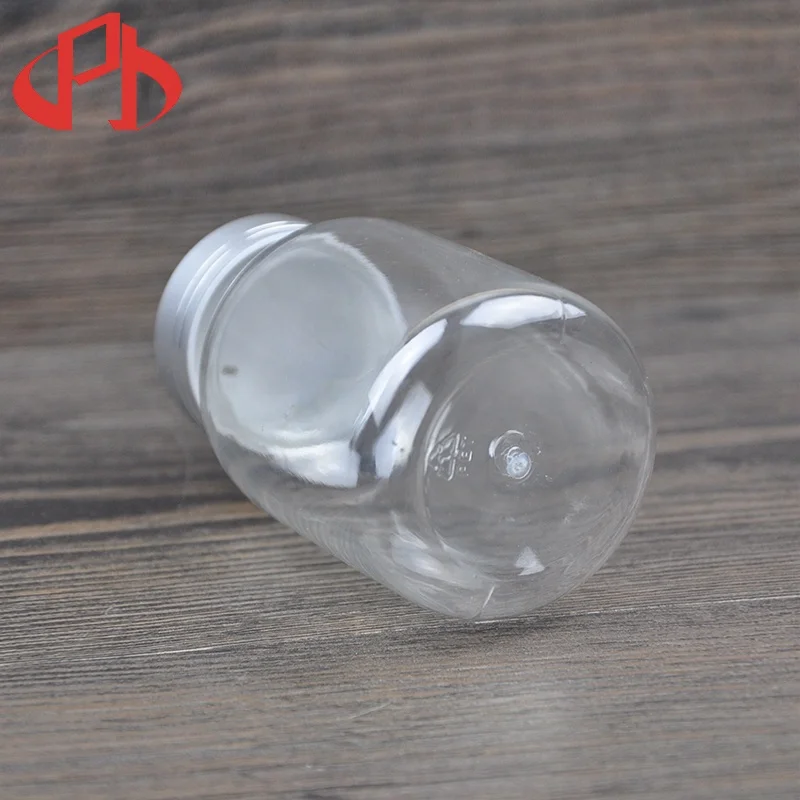 120ml PET transparent round clear medecine bottle plastic pill bottles with metal aluminium covers