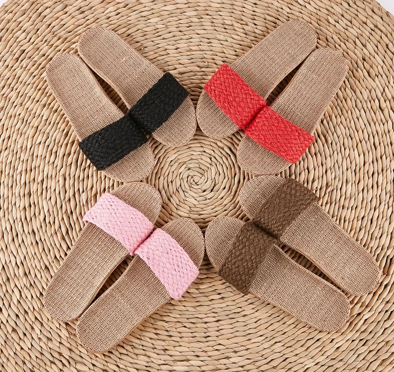 summer new model woman man straw jute fashion beach slipper sandals