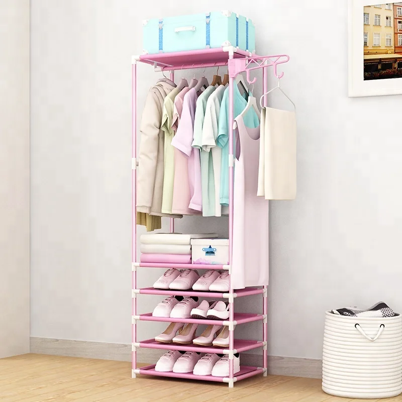 
Multi-functional storage coat rack metal clothes standing hanger 
