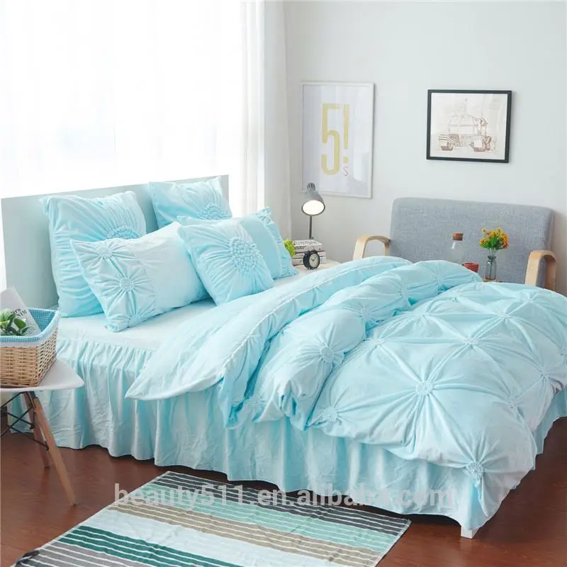 Wholesale High qulity Blue Crystal velvet 100% Cotton Fabric for bed sheets Bed Sheet / Bed Cover /pillow case CRX8d