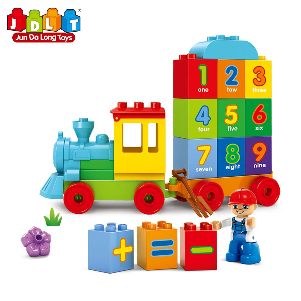 JDLT hot sale toy for children DIY intelligent educational assemble ABS large plastic train 53pcs building block bricks set