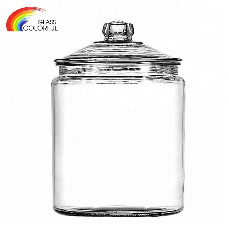 Half gallon round glass storage jar and lids for food candy storage