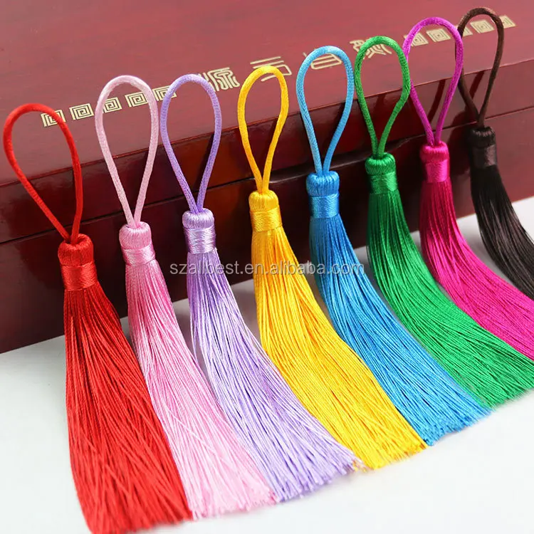 
custom keychain decoration small book mark thick rayon tassel 