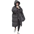 Korean Star Style 2016 Winter New Parkas Jackets Women Long Hooded With Pockets Thicken Outwear Padded
