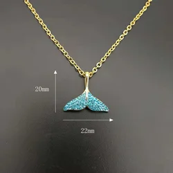 High Quality Blue Whale Tail Pendant Stainless Steel Fishtail Necklaces