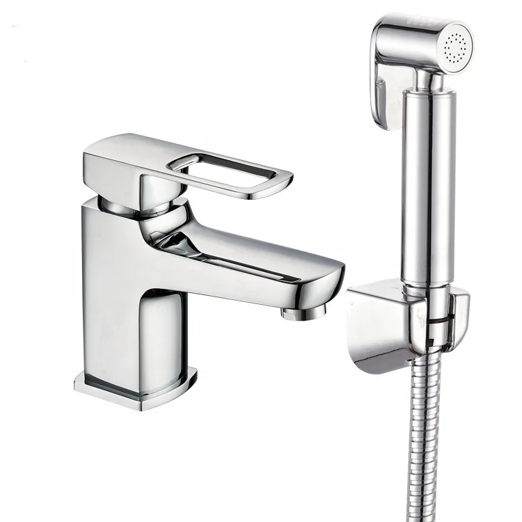 
Single Handle Brass Bidet Faucet For Toilet With Brass Shattaf And ABS Wall Bracket Stainless Steel Hose  (62209073409)