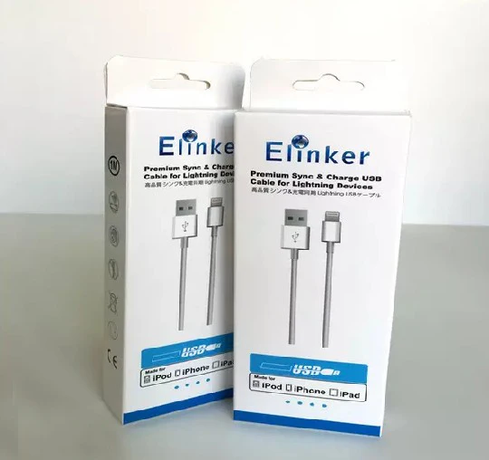  Пользовательские электронные товары USB-кабель бумажные упаковочные коробки с подвесным отверстием