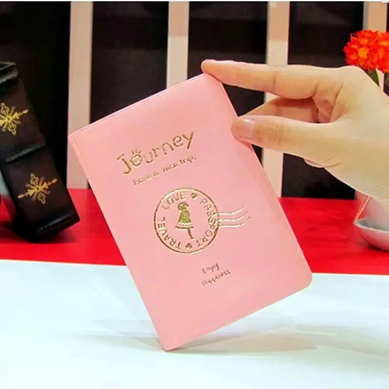 Factory Customized Gold Stamping Logo PU Leather Travel Passport Cover For Packing Passport ID Credit Card