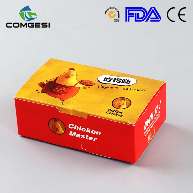 Hot sale custom made paper fast food chips fried chicken box packaging take out food container