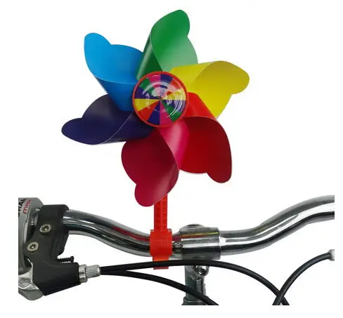 Рекламная детская пластиковая цветная ветряная мельница, игрушечная колесо, декоративная ветряная мельница для велосипеда