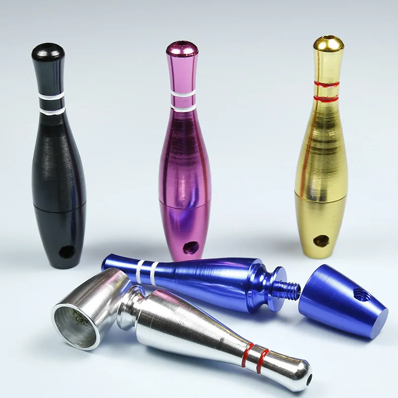 Mini Portable Bowling Smoking Pipe Metal Aluminum Tobacco Pipe Wholesale