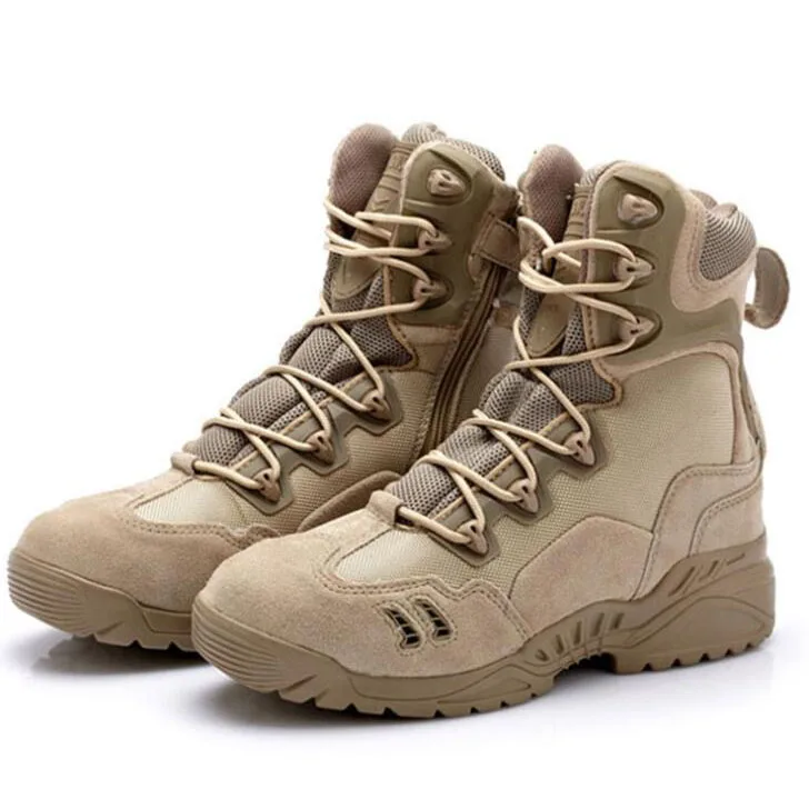 Leather Combat Boots With Zipper