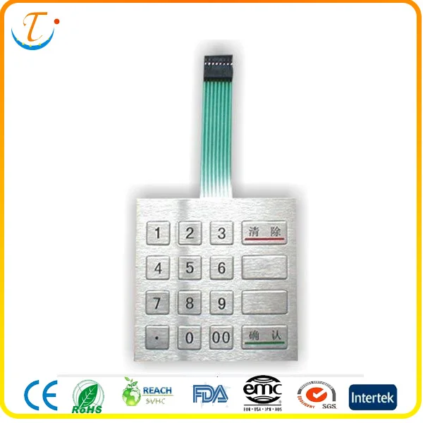 PC Encrypted Industrial Metal Keyboard PCI EPP With 3m Adhesive For Fuel Dispenser
