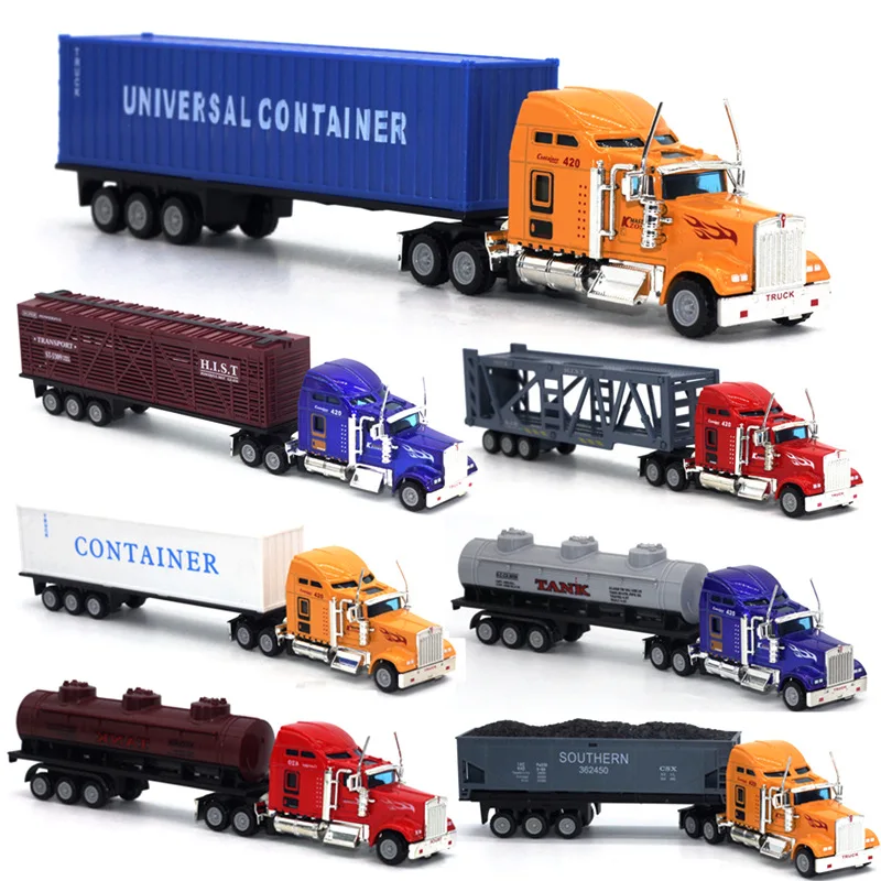 Популярная трендовая модель автомобиля 2022 1:65 американского контейнерного грузовика прицеп детские игрушки из сплава
