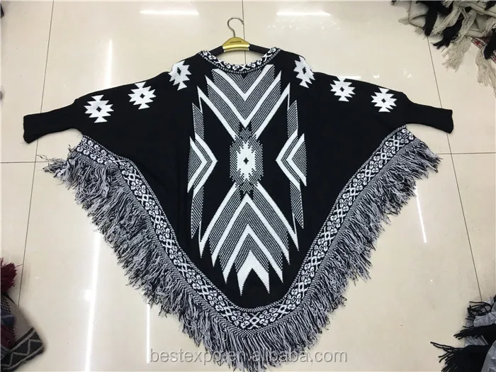 
wholesale latest designs for girls knitted crochet sweater with sleeve custom mexican poncho 