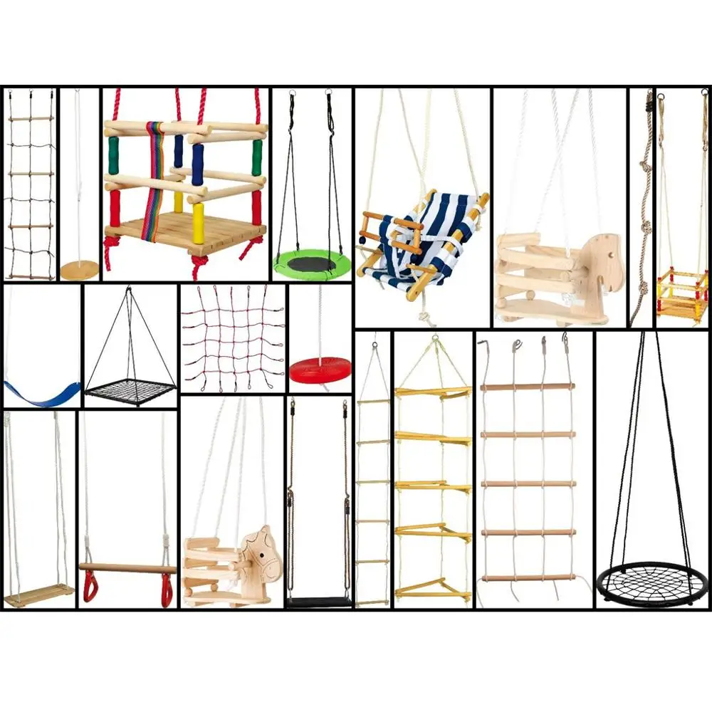 
wooden rope ladder Swing Set Accessory for Kids Backyard Wooden Swing Set 