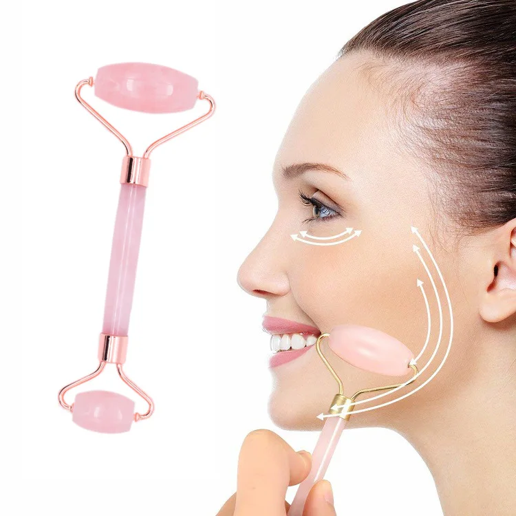 Natural  Anti Aging  Pink Rose Quartz Stone Roller Jade Roller For Face Facial Massage