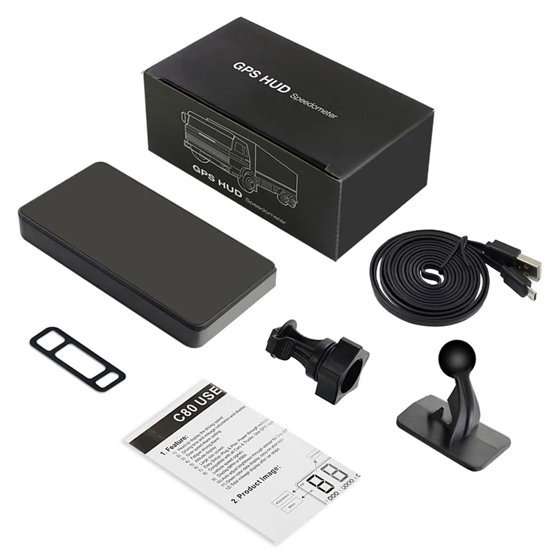 VJOY Hud C80 2.6inch Speedometer Digital Universal Headup Display Gear for Overspeed Alarm System Car Speedometer Projector c80