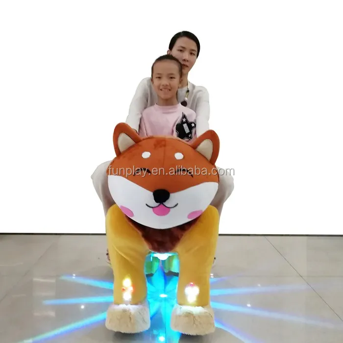 Shopping mall/games center motorized plush riding animals, battery operated walking horse toy