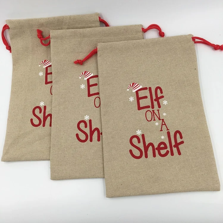 Custom Burlap Hessian Christmas Gift Bag Santa Sack