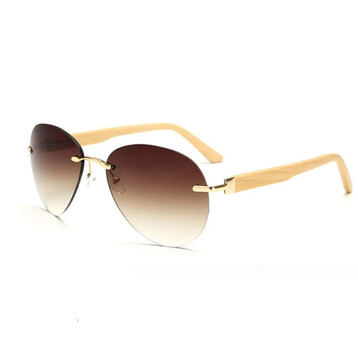 
rimless aviation wooden sunglasses with logo 