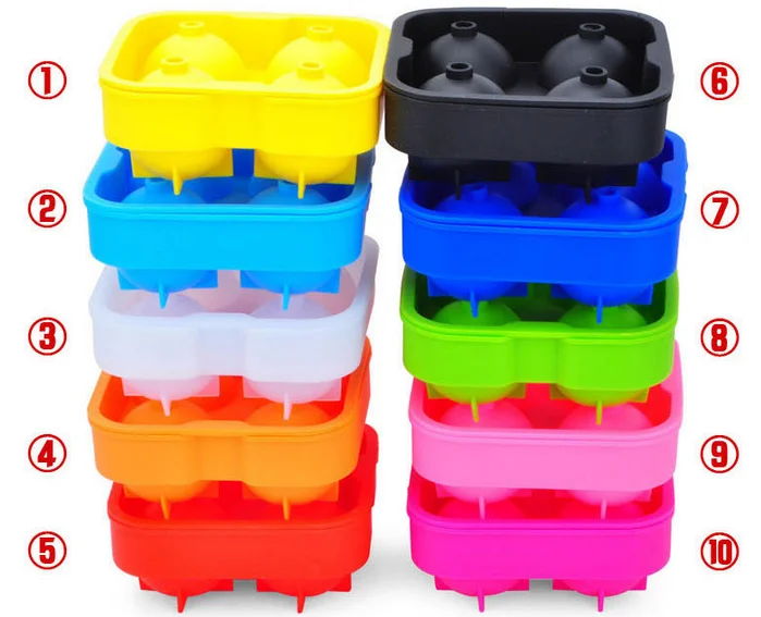 Hot Selling Round Ice Balls Maker Ice Cube Tray Four Large Sphere Molds for Whiskey Cocktails