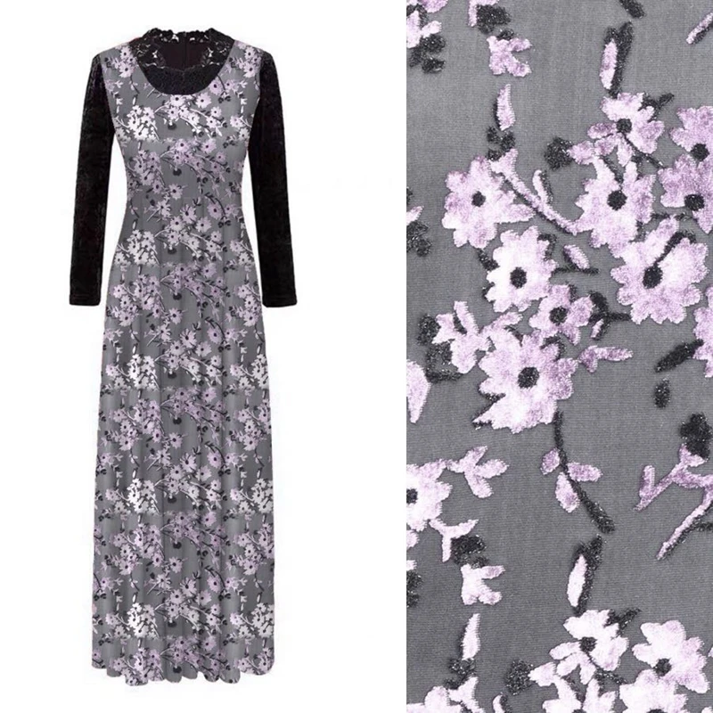 Бархатная индийская хлопковая вышивка, сетка, кружевная ткань, цветочный дизайн