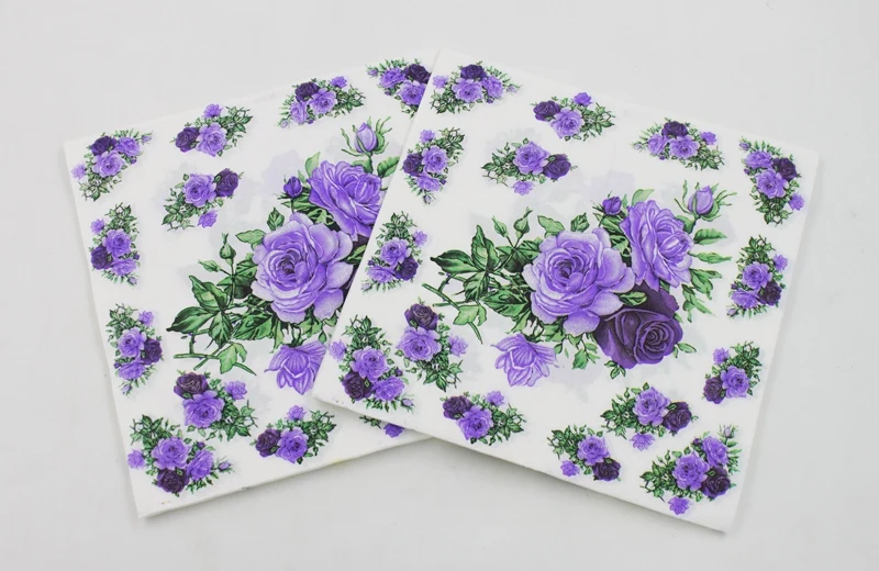 Pink Rose Paper Napkins Floral Festive & Party Tissue Dinner Serviette Guardanapo 33cm*33cm