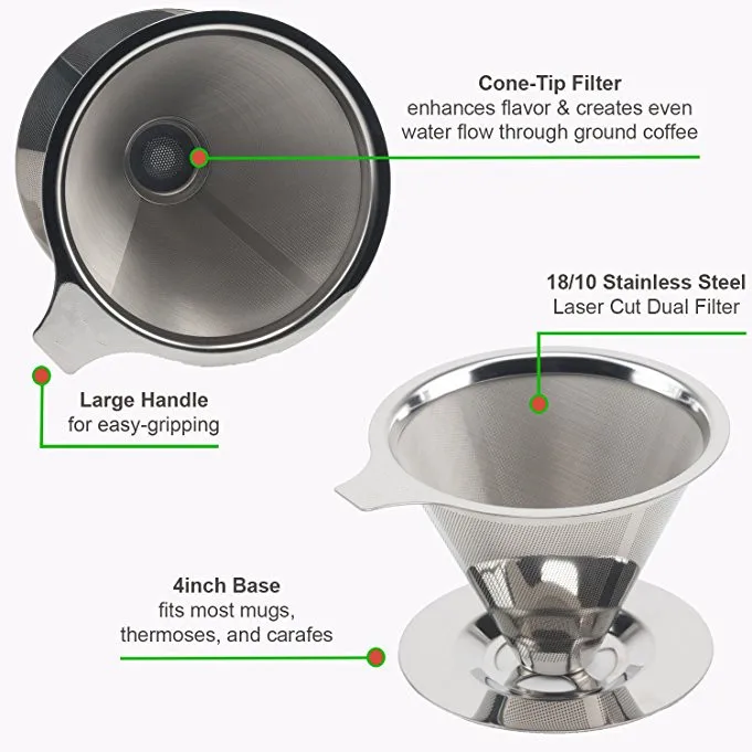 V60 Permanent Paperless Portable Coffee Filter Cone Brewer dripper