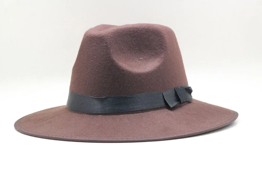 Vintage Women Men Wool Felt Trilby Fedora Hats Gentleman Wide Brim Elegant For Lady Winter Jazz Caps