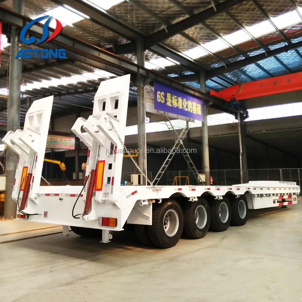 Heavy load multi axle 4 axle 60 tons draw bar hydraulic system kit parts low bed semi trailer lowboy low-bed-trailer for sale