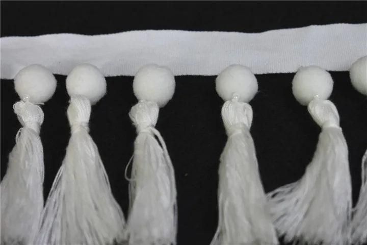 Wholesale fashion white polyester plastic tassel fringe trim for garment fringe