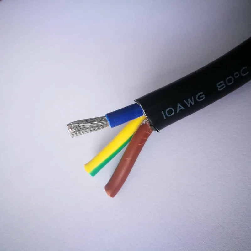 3 Core 13 AMP Round White And Black PVC Mains Electrical Cable 1.5MM Stranded Copper Conductor