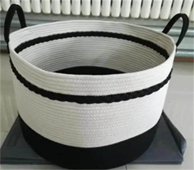 2019 new design hot sale laundry basket  cotton rope storage  basket  braid  basket