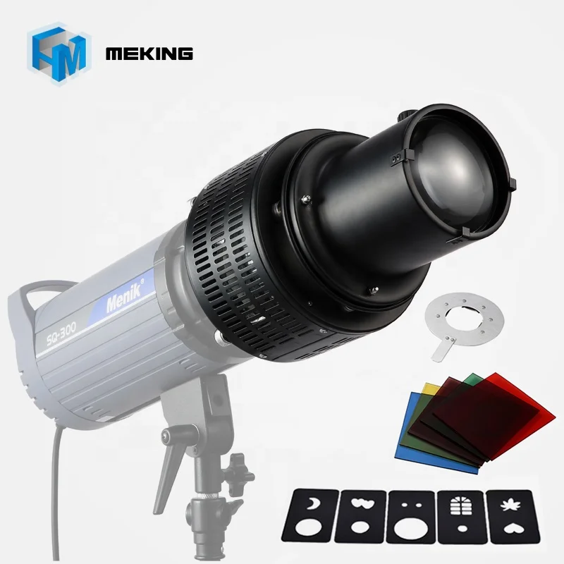 Conical Photography Studio Strobe Flash Light Snoot Reflector With Color Filters Effect Card